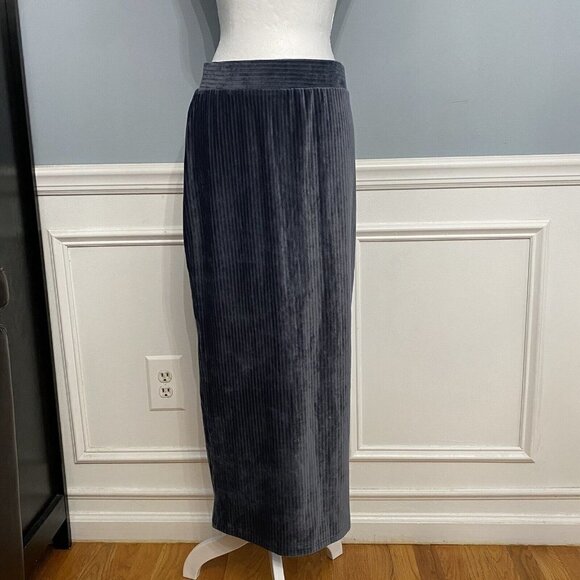 NWT Minimalist Ricciel Skirt Set Velvet Velour Blue Ribbed Modest Size Medium M - Picture 9 of 13